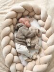 Kokon niemowlęcy pleciony 2w1 Bunny and Ducky Jasnoszary PREMIUM