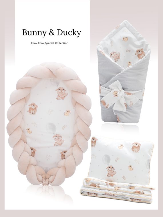 Wyprawka dla noworodka ZESTAW Bunny and Ducky 4w1 Beż